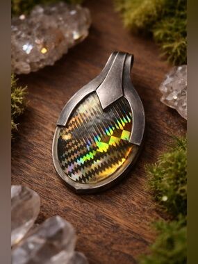 Vintage Sterling Silver Prism Alchemy Pendant ✧ Dichroic Light Artifact ✧ Cosmic